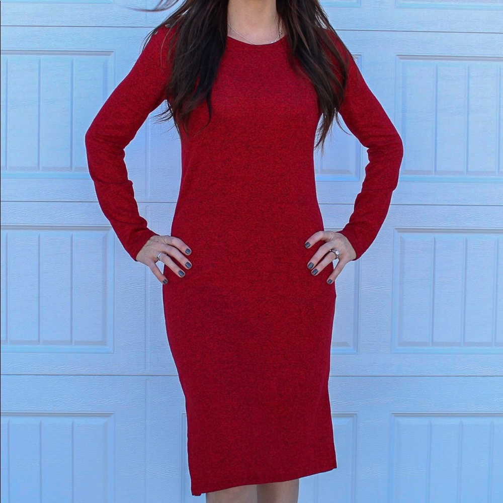 Soft Red Midi Dress